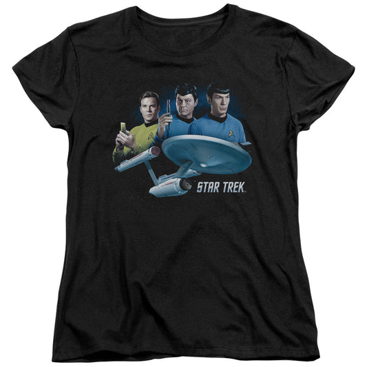 Star Trek - Main Three - Short Sleeve Womens Tee - Black T-shirt