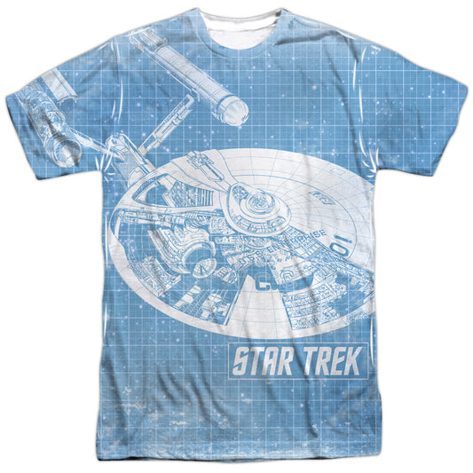 Star Trek - Ships Blueprint - Short Sleeve Adult Poly Crew - White T-shirt