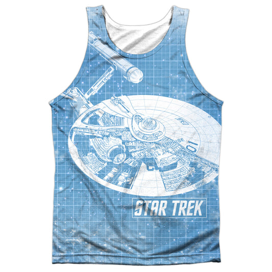 Star Trek - Ships Blueprint - Adult 100% Poly Tank Top - White