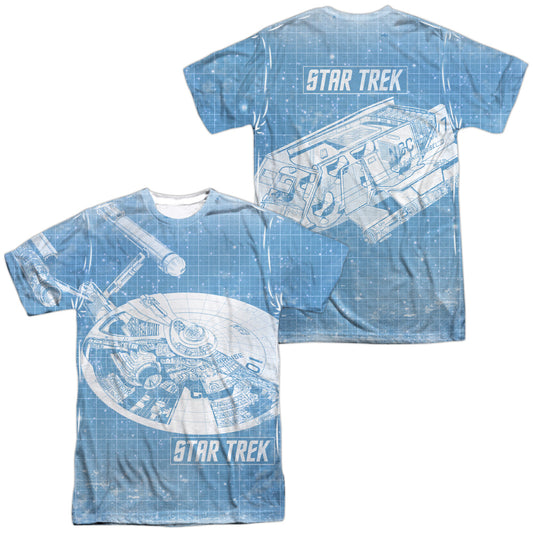 Star Trek - Ships Blueprint (Front/back Print) - Short Sleeve Adult Poly Crew - White T-shirt