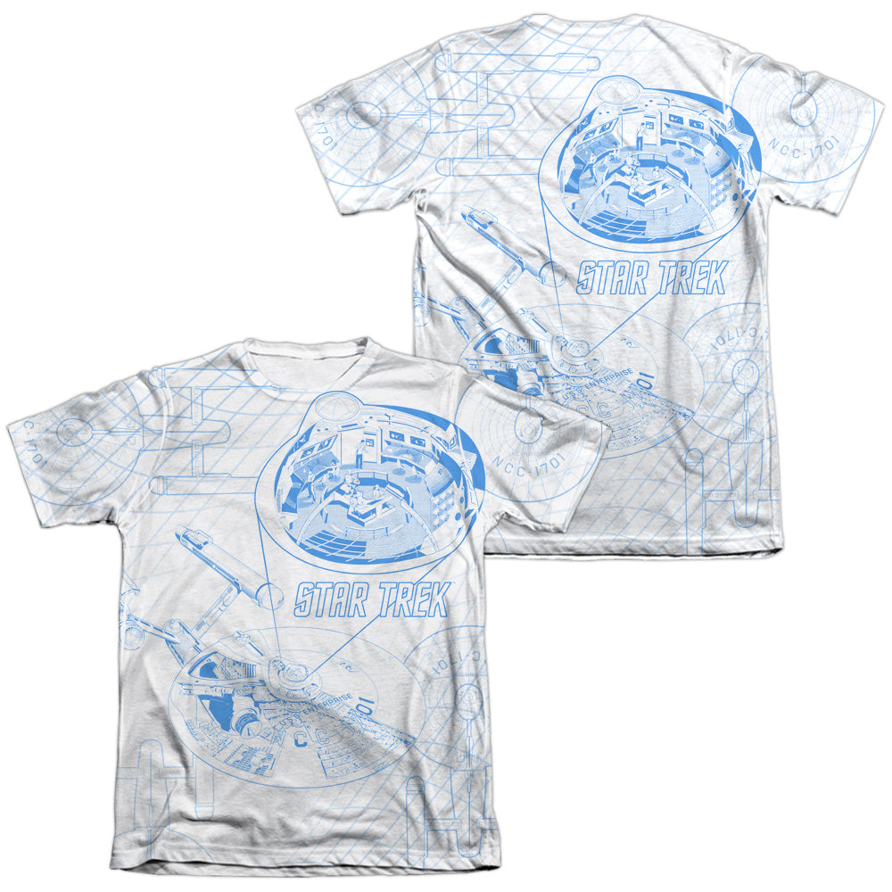 Star Trek - Bridge Zoom (Front/back Print) - Adult Poly/cotton Short Sleeve Tee - White T-shirt