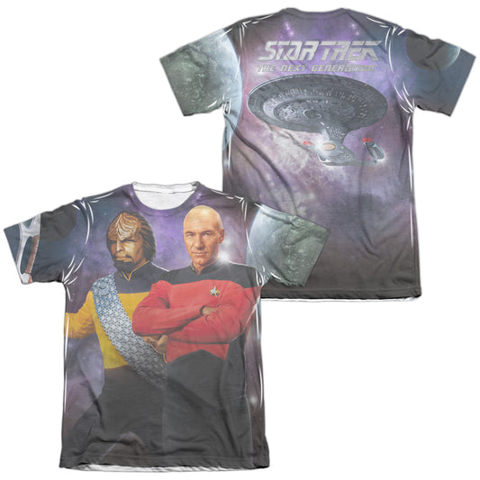 Star Trek - Tng (Front/back Print) - Adult Poly/cotton Short Sleeve Tee - White T-shirt