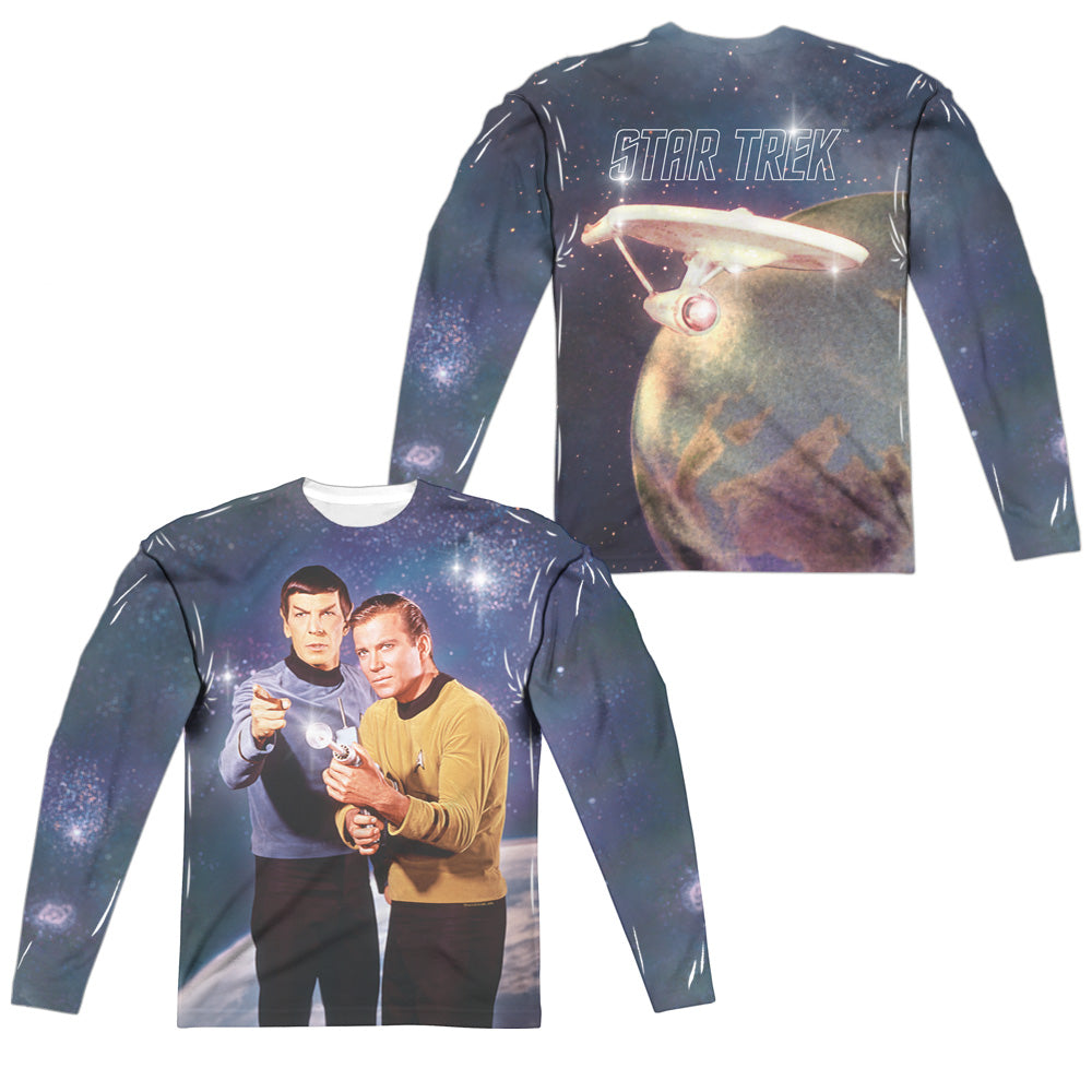 Star Trek - Protectors (Front/back Print) - Long Sleeve Adult Poly Crew  - White T-shirt
