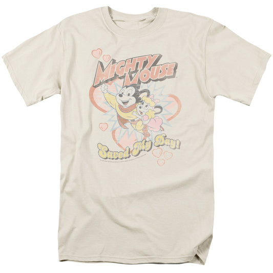 Mighty Mouse - Saved My Day - Short Sleeve Adult 18/1 - Cream T-shirt