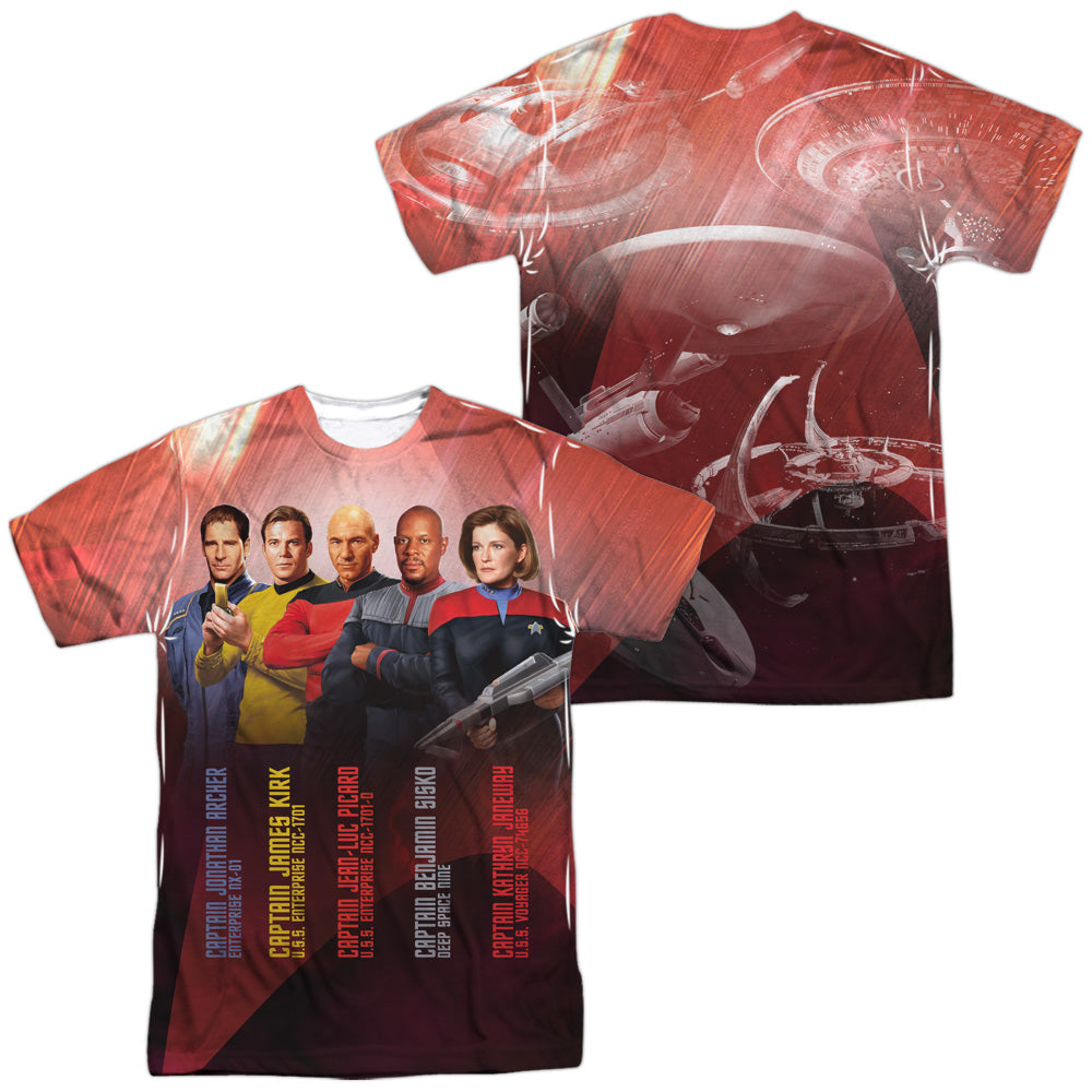 Star Trek - Captains (Front/back Print) - Short Sleeve Adult Poly Crew - White T-shirt