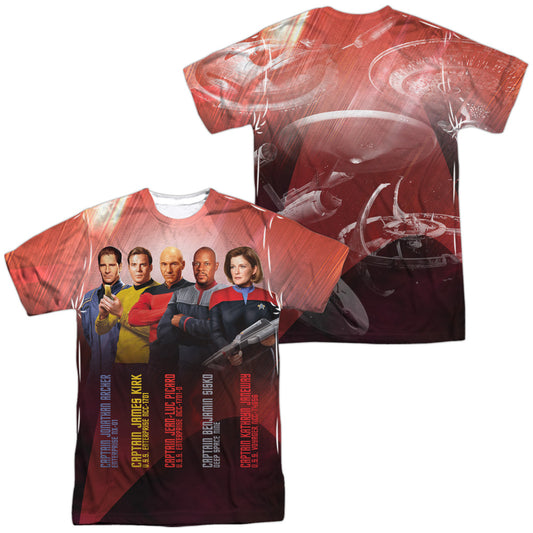 Star Trek - Captains (Front/back Print) - Short Sleeve Adult Poly Crew - White T-shirt