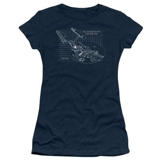 Star Trek - Enterprise Prints - Short Sleeve Junior Sheer - Navy T-shirt