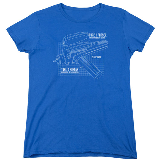 Star Trek - Phaser Plans - Short Sleeve Womens Tee - Royal Blue T-shirt
