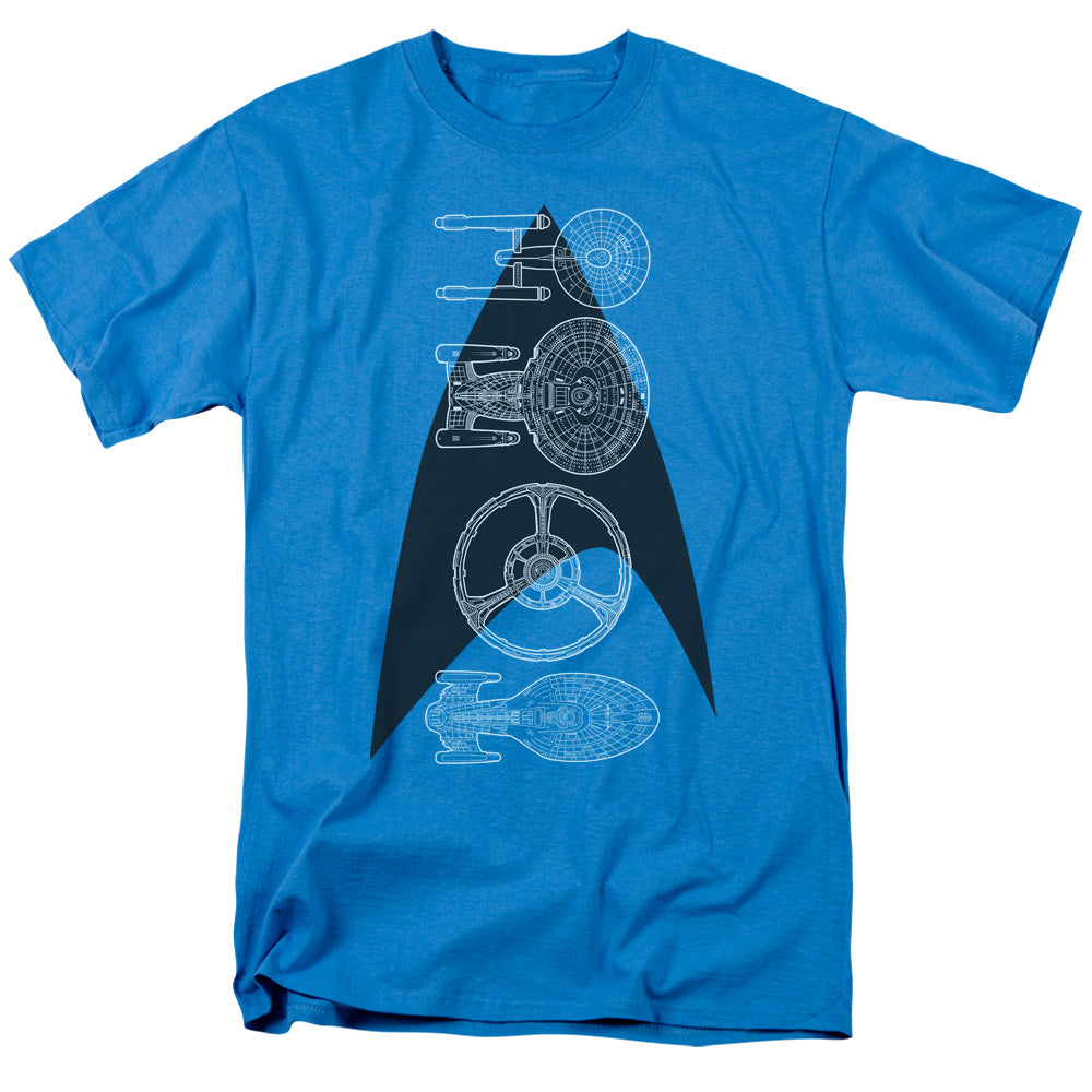 Star Trek - Line Of Ships - Short Sleeve Adult 18/1 - Turquoise T-shirt