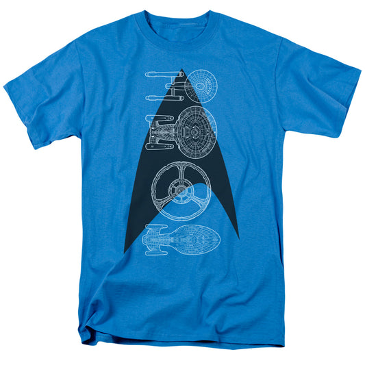 Star Trek - Line Of Ships - Short Sleeve Adult 18/1 - Turquoise T-shirt