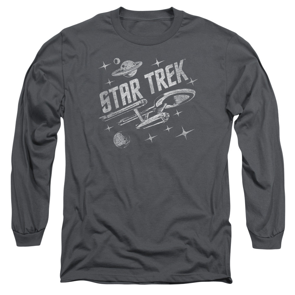 Star Trek - Through Space - Long Sleeve Adult 18/1 - Charcoal T-shirt