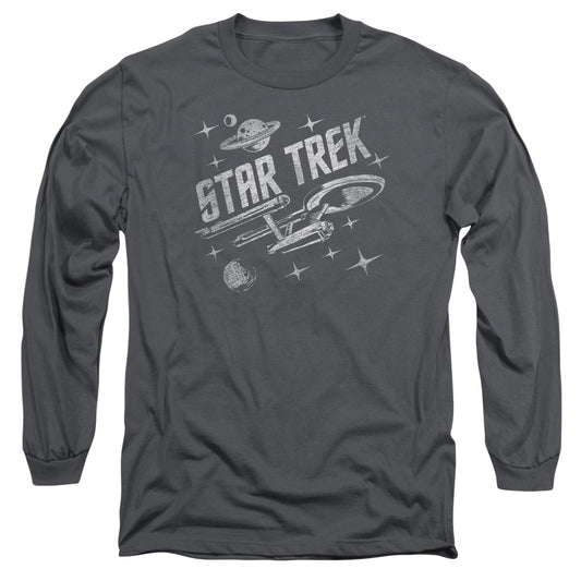 Star Trek - Through Space - Long Sleeve Adult 18/1 - Charcoal T-shirt