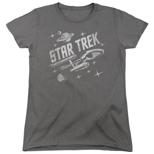 Star Trek - Through Space - Short Sleeve Womens Tee - Charcoal T-shirt