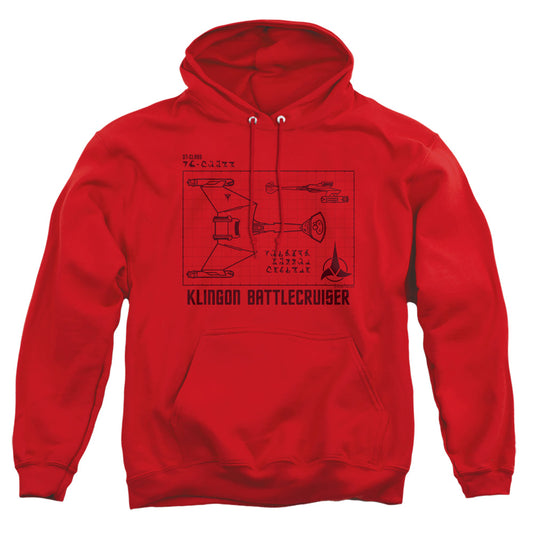 Star Trek - D7 Diagram - Adult Pull-over Hoodie - Red