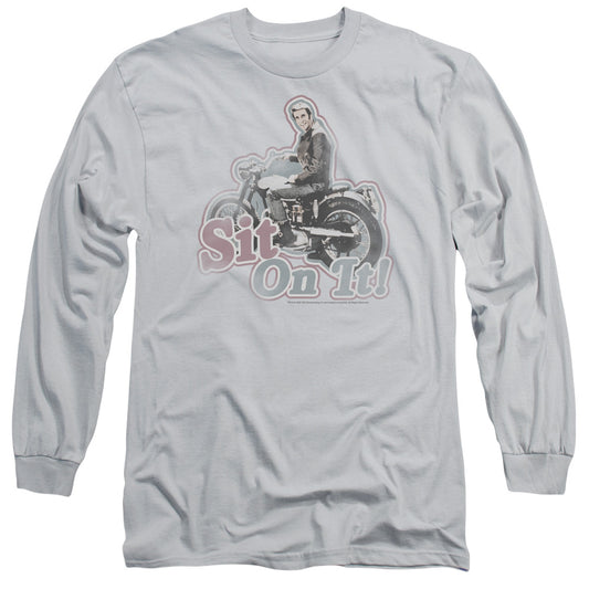 Happy Days - Sit On It! - Long Sleeve Adult 18/1 - Silver T-shirt