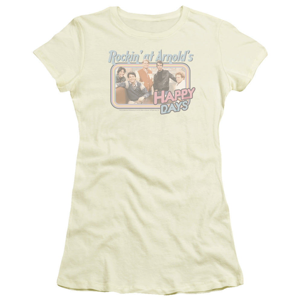 Happy Days - Rockin At Arnolds - Short Sleeve Junior Sheer - Cream T-shirt