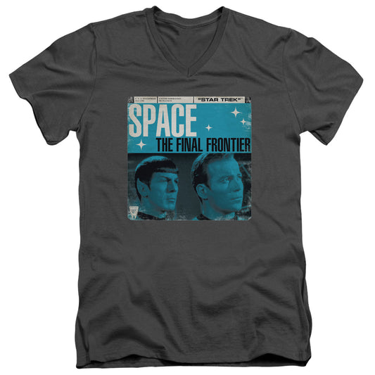 Star Trek - Final Frontier Cover - Short Sleeve Adult V-neck 30/1 - Charcoal T-shirt