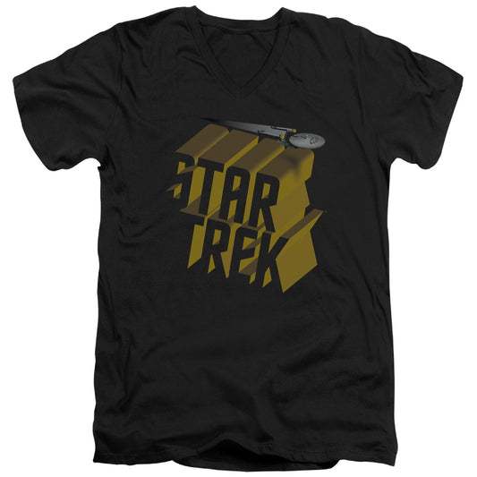 Star Trek - 3d Logo - Short Sleeve Adult V-neck 30/1 - Black T-shirt