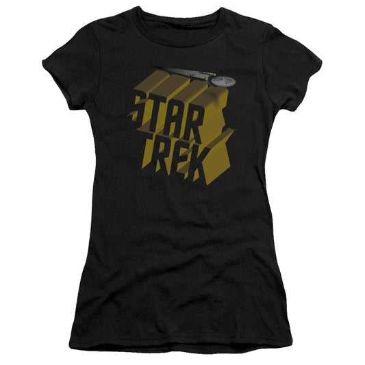 Star Trek - 3d Logo - Short Sleeve Junior Sheer - Black T-shirt