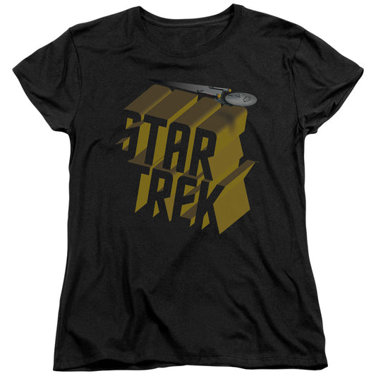 Star Trek - 3d Logo - Short Sleeve Womens Tee - Black T-shirt