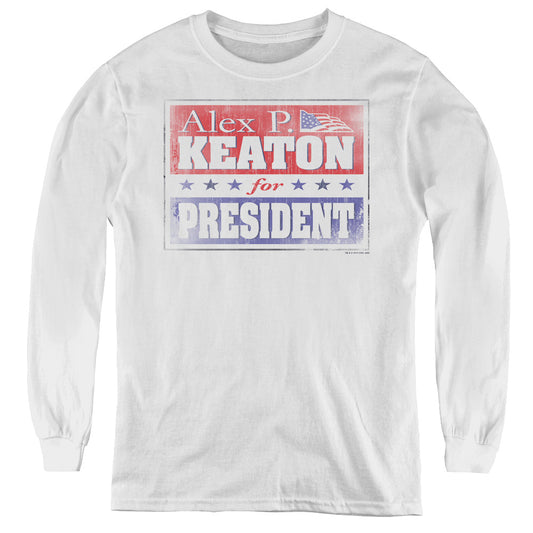 Family Ties - Alex For President - Youth Long Sleeve Tee - White