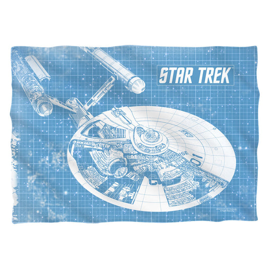 Star Trek - Enterprise Blueprint - Pillow Case - White