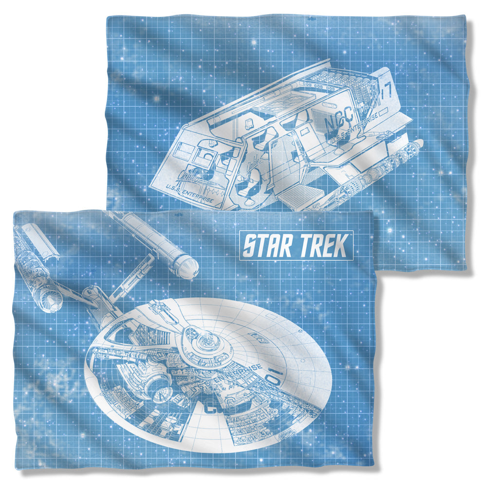 Star Trek - Enterprise Blueprint (Front/back Print) - Pillow Case - White