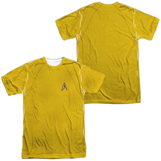 Star Trek - Tos Command Uniform (Front/back Print) - Short Sleeve Adult Poly Crew - White T-shirt