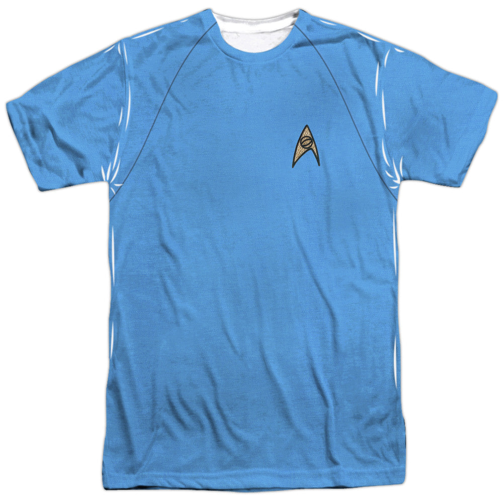 Star Trek - Tos Science Uniform - Short Sleeve Adult Poly Crew - White T-shirt