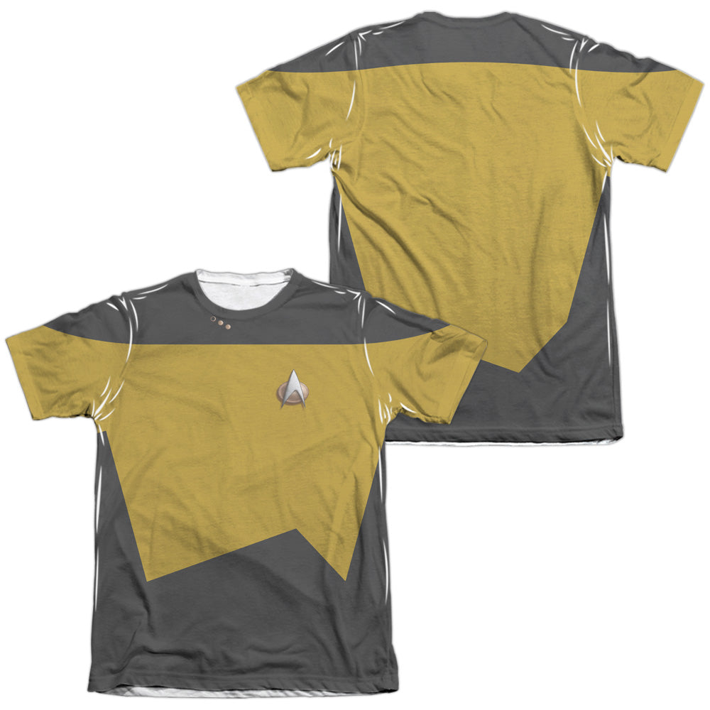 Star Trek - Tng Engineering Uniform (Front/back Print) - Adult Poly/cotton Short Sleeve Tee - White T-shirt