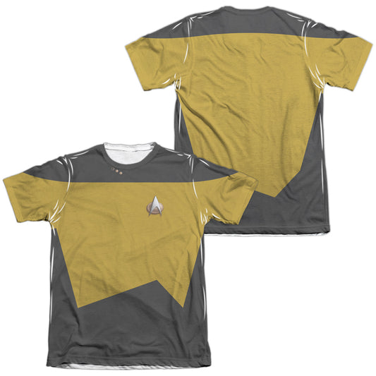 Star Trek - Tng Engineering Uniform (Front/back Print) - Adult Poly/cotton Short Sleeve Tee - White T-shirt