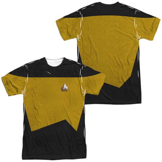 Star Trek - Tng Engineering Uniform (Front/back Print) - Short Sleeve Adult Poly Crew - White T-shirt
