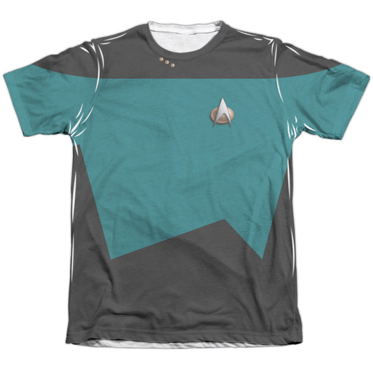 Star Trek - Tng Science Uniform - Adult Poly/cotton Short Sleeve Tee - White T-shirt