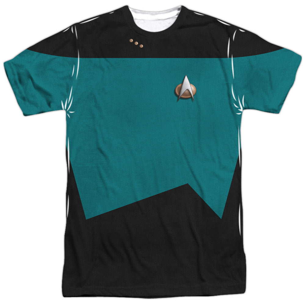 Star Trek - Tng Science Uniform - Short Sleeve Adult Poly Crew - White T-shirt