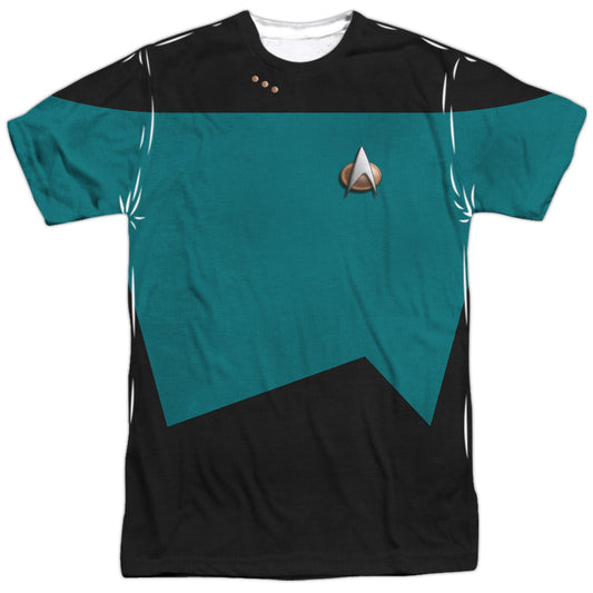 Star Trek - Tng Science Uniform - Short Sleeve Adult Poly Crew - White T-shirt