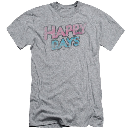 Happy Days - Distressed - Short Sleeve Adult 30/1 - Athletic Heather T-shirt