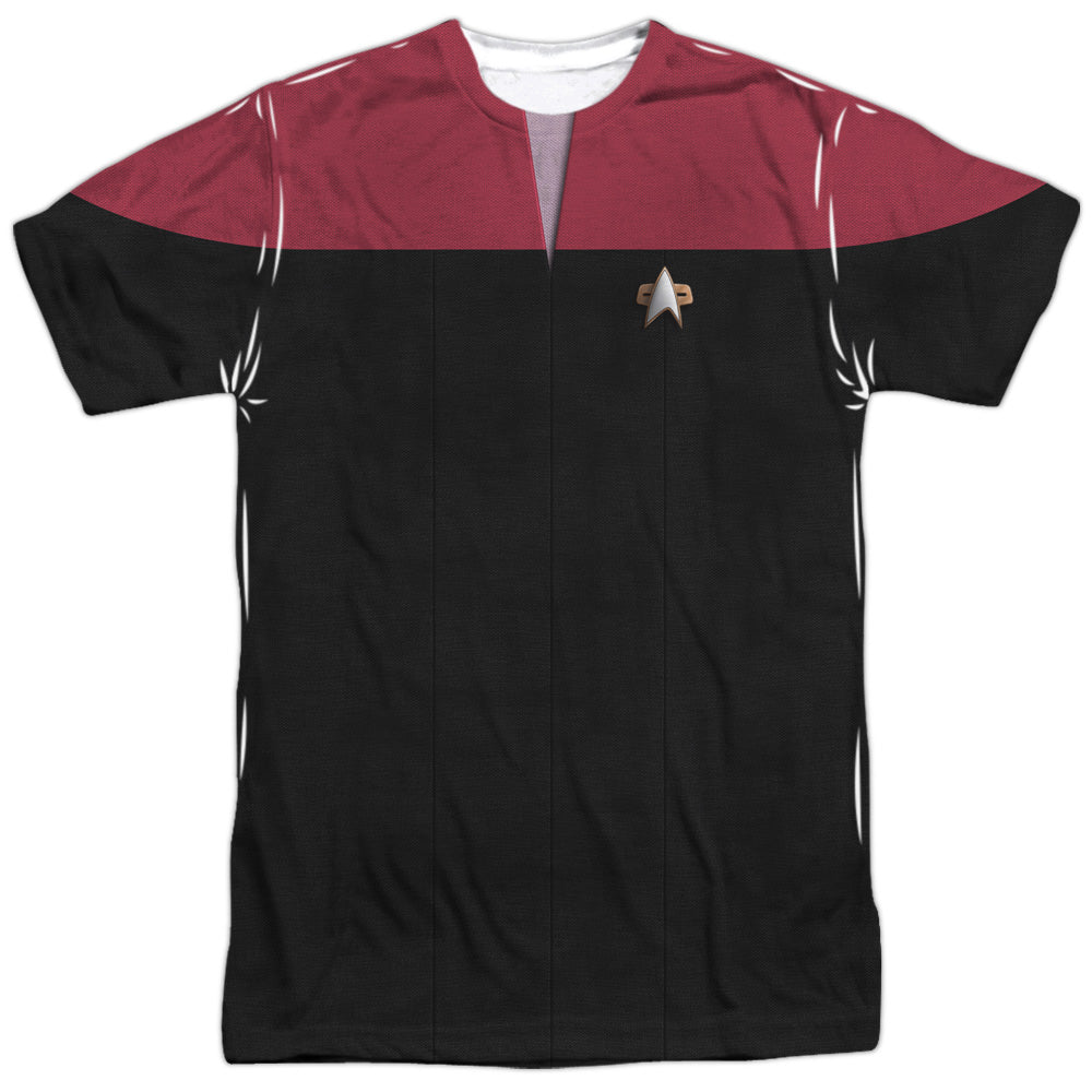Star Trek - Voyager Command Uniform - Short Sleeve Adult Poly Crew - White T-shirt