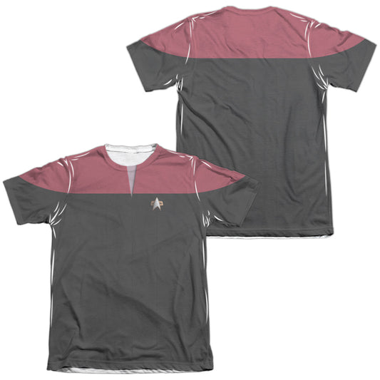 Star Trek - Voyager Command Uniform (Front/back Print) - Adult Poly/cotton Short Sleeve Tee - White T-shirt