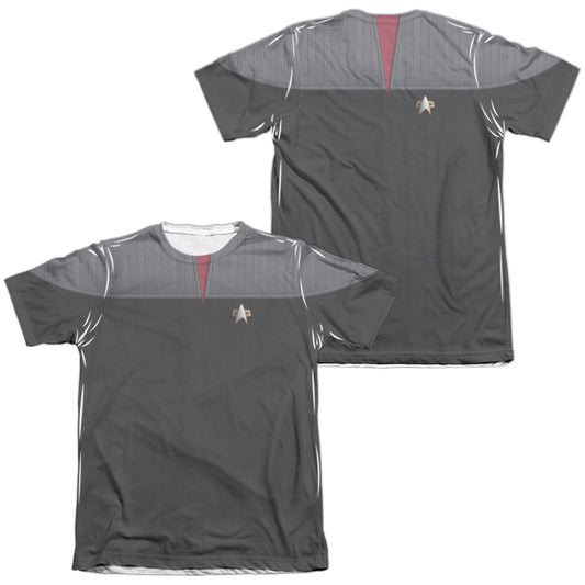 Star Trek - Tng Movie Command Uniform (Front/back Print) - Adult Poly/cotton Short Sleeve Tee - White T-shirt