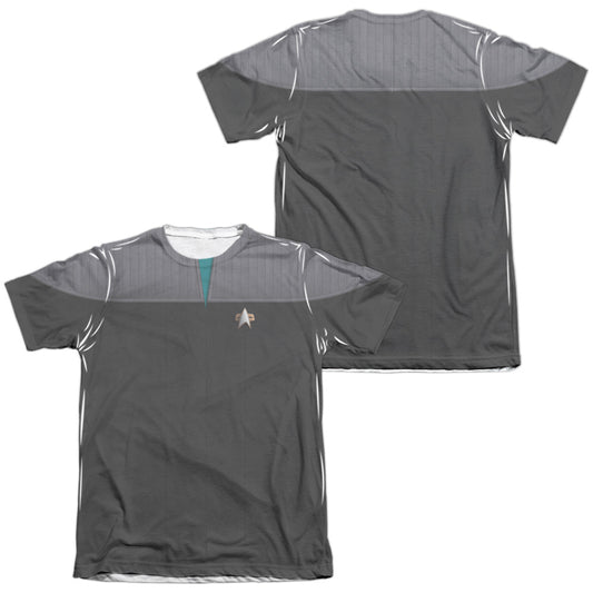 Star Trek - Tng Movie Science Uniform (Front/back Print) - Adult Poly/cotton Short Sleeve Tee - White T-shirt