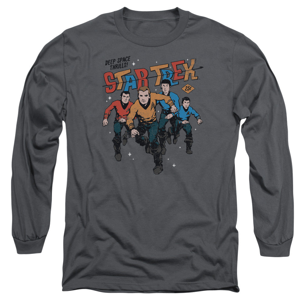 Star Trek - Deep Space Thrills - Long Sleeve Adult 18/1 - Charcoal T-shirt