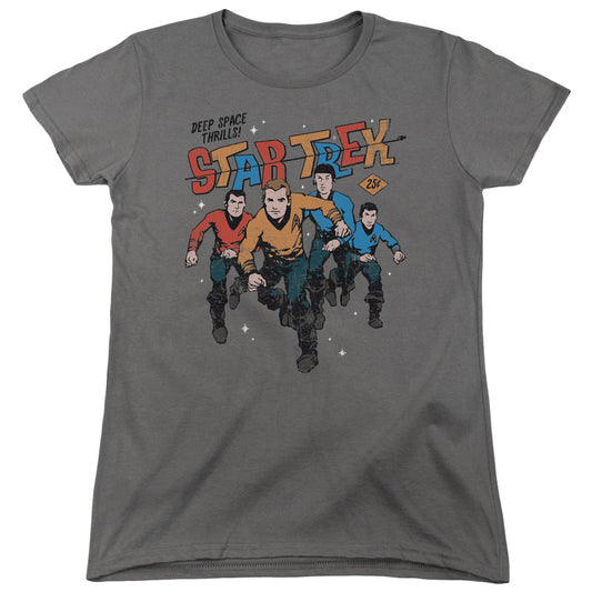 Star Trek - Deep Space Thrills - Short Sleeve Womens Tee - Charcoal T-shirt