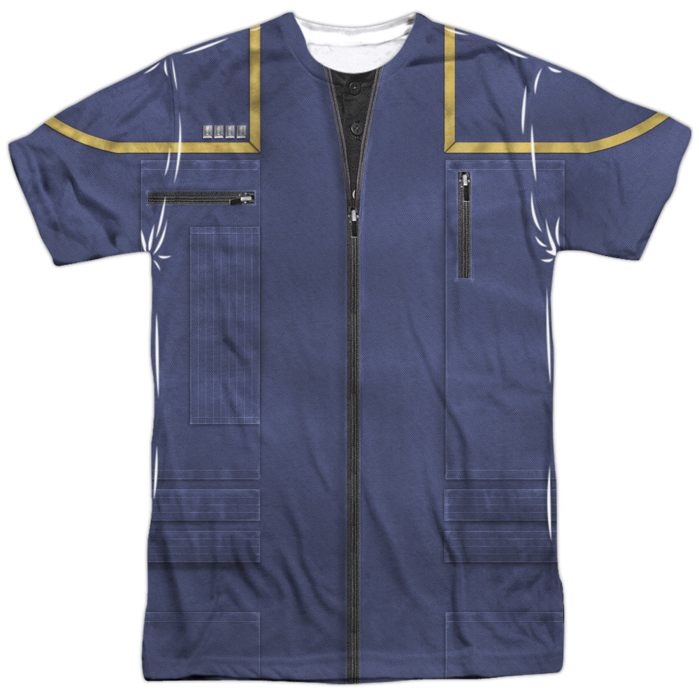 Star Trek - Enterprise Command Uniform - Short Sleeve Adult Poly Crew - White T-shirt