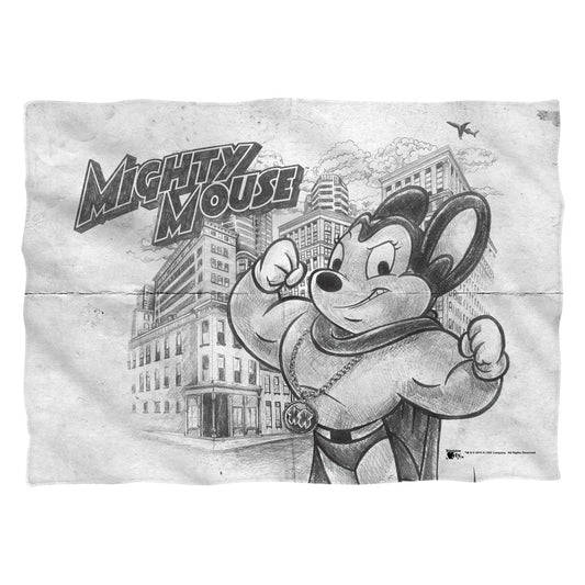 Mighty Mouse - Sketch - Pillow Case - White