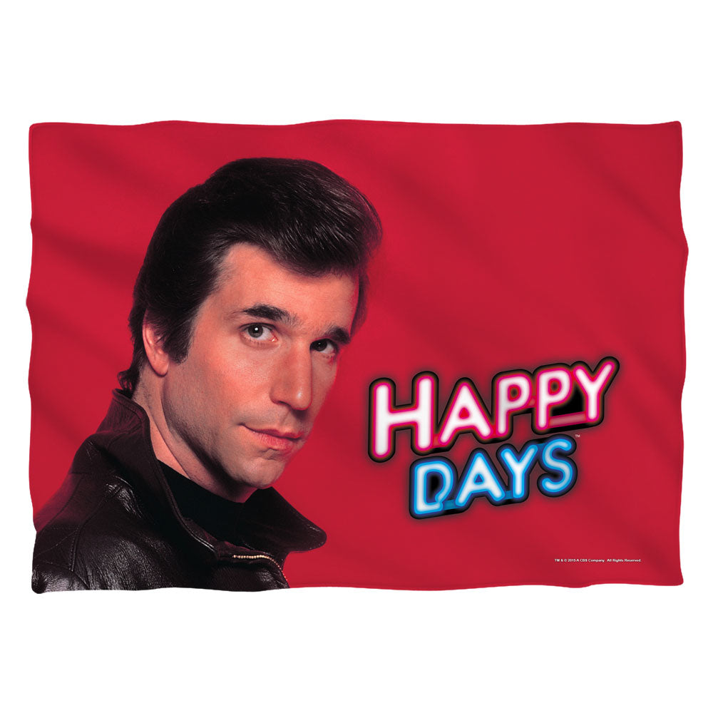 Happy Days - Red Fonz - Pillow Case - White