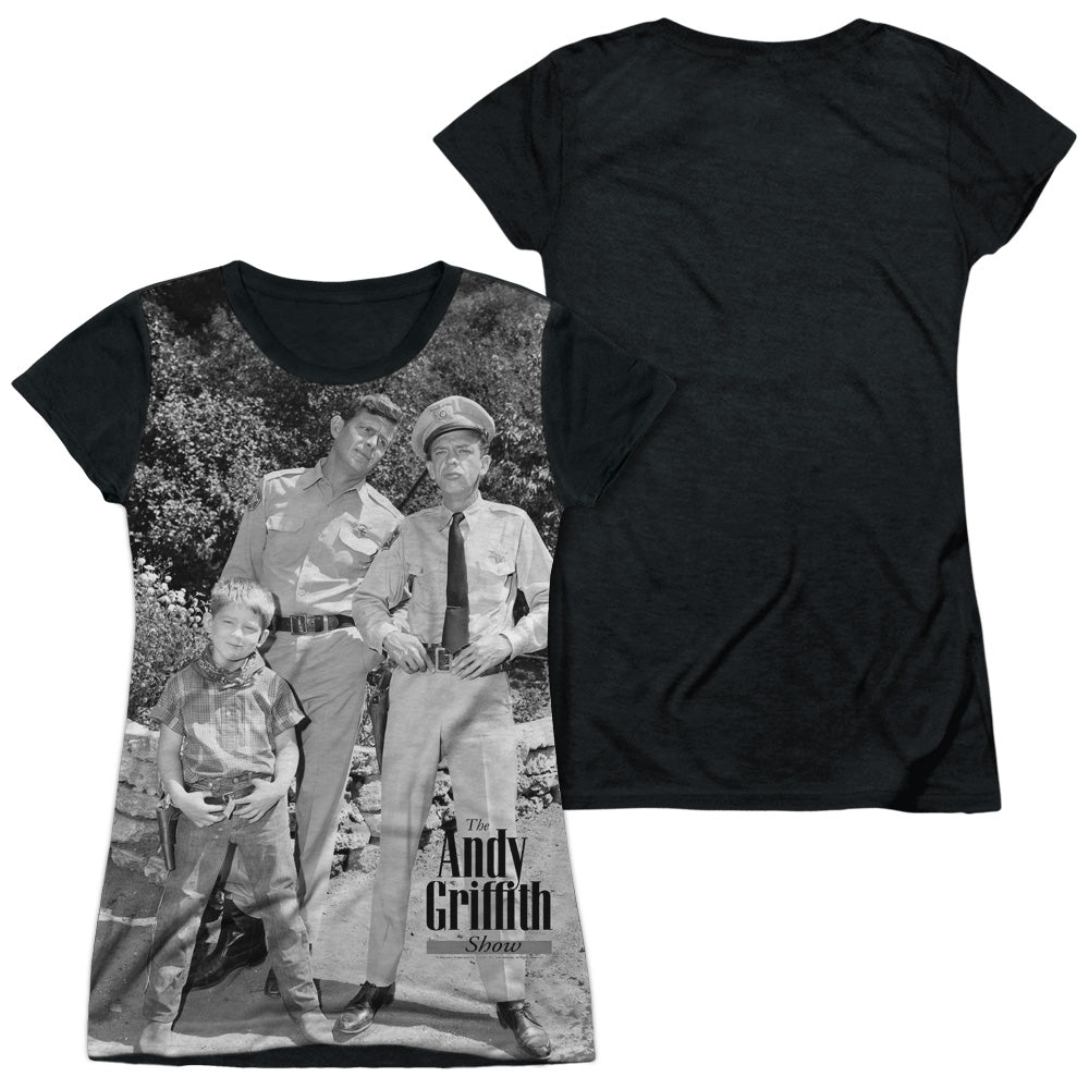 Andy Griffith - Lawmen - Short Sleeve Junior Poly Black Back - White T-shirt