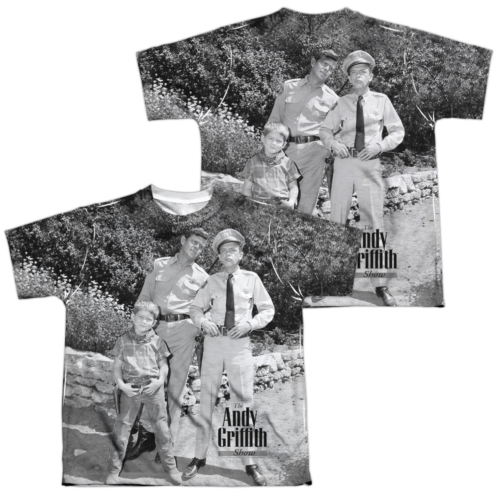 Andy Griffith - Lawmen (Front/back Print) - Short Sleeve Youth Poly Crew - White T-shirt
