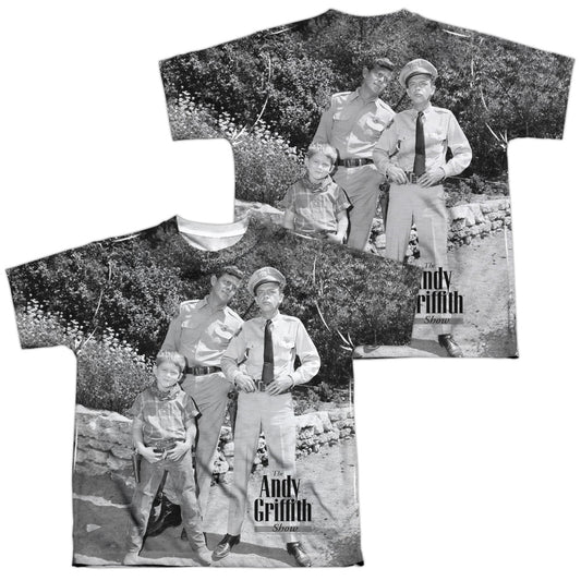 Andy Griffith - Lawmen (Front/back Print) - Short Sleeve Youth Poly Crew - White T-shirt