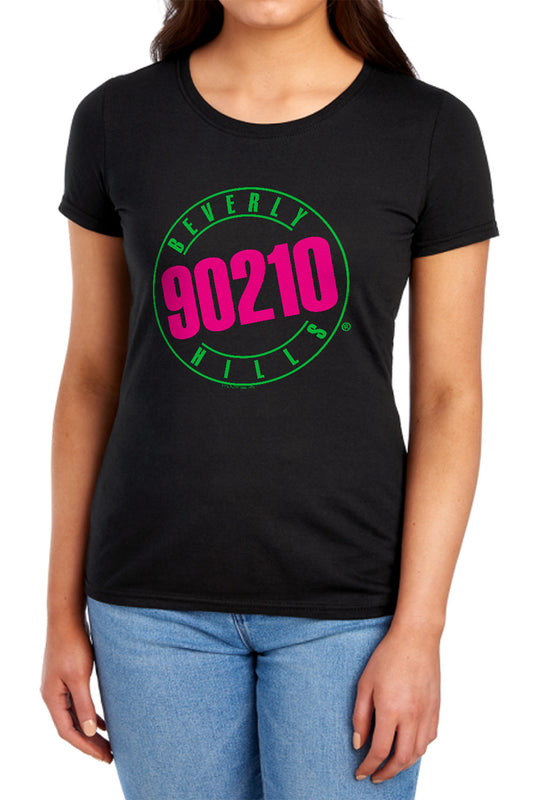 90210 - Neon - Short Sleeve Womens Tee - Black T-shirt