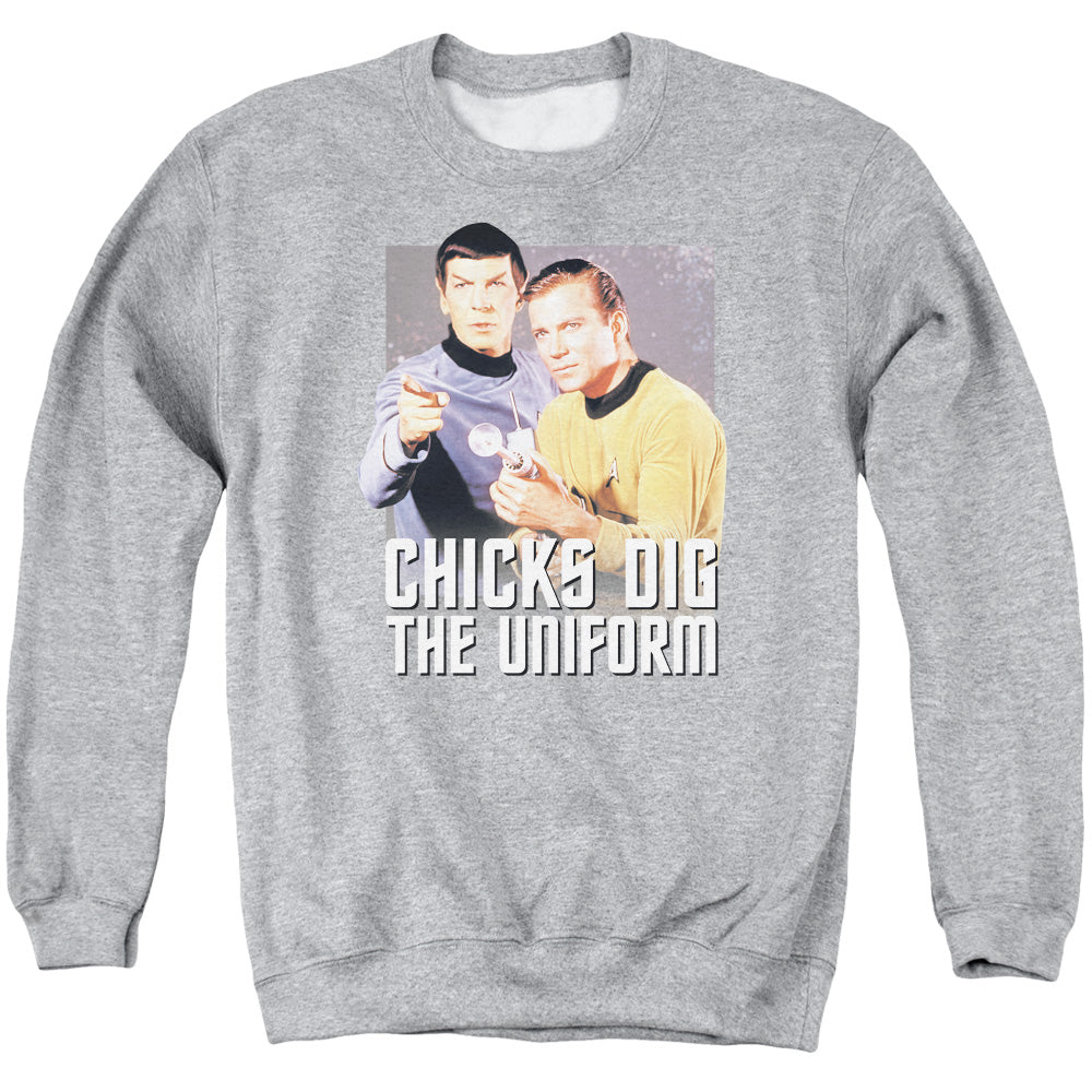 Star Trek - Chicks Dig - Adult Crewneck Sweatshirt - Athletic Heather